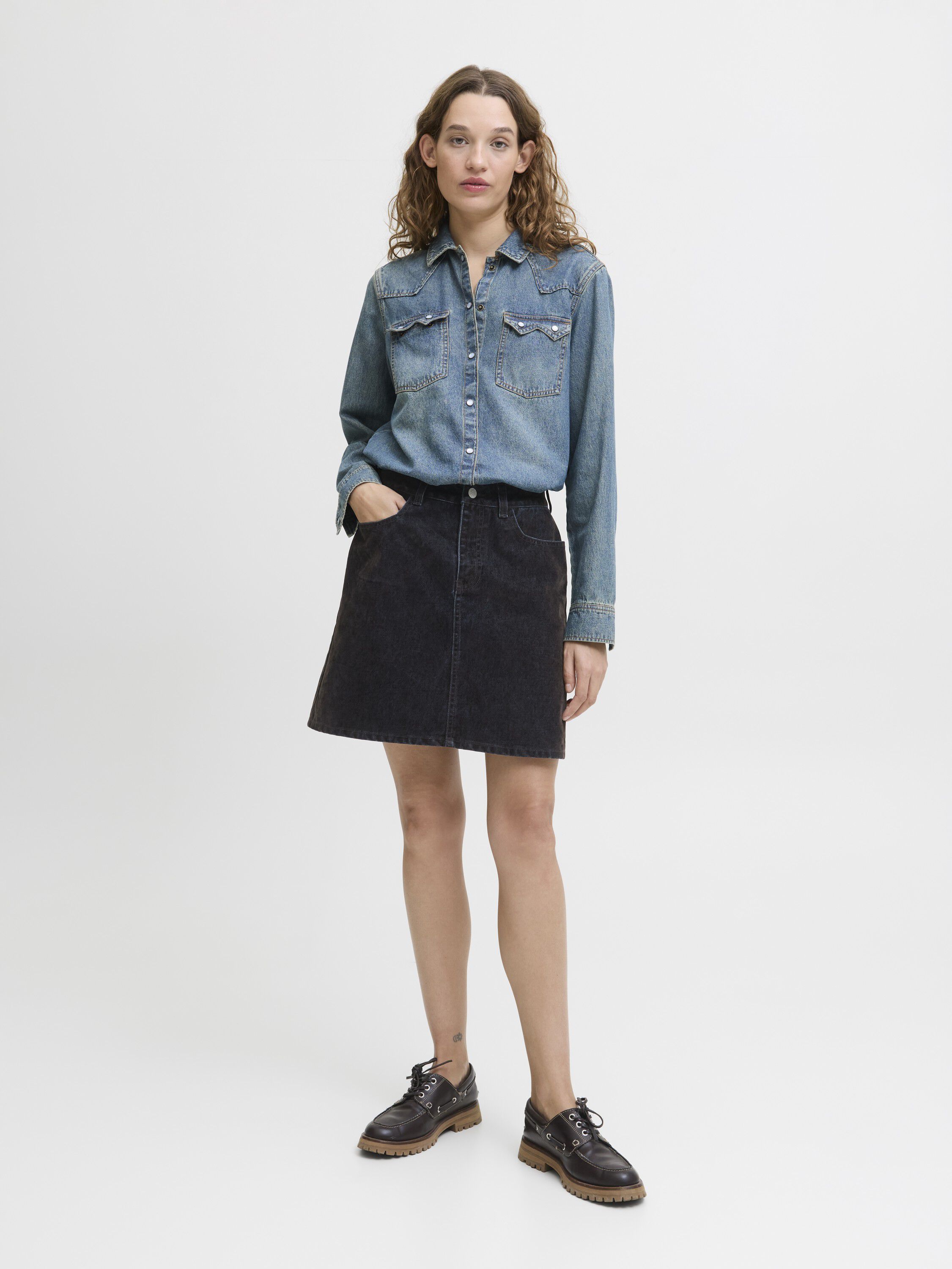 JXMIA FLOCK SHORT DENIM SKIRT DNM