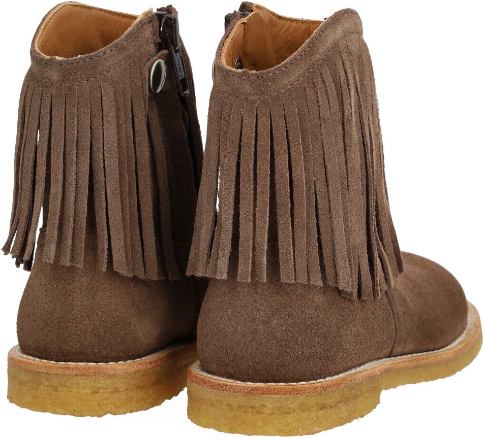 Cowboyst&oslash;vle med frynser og broderi