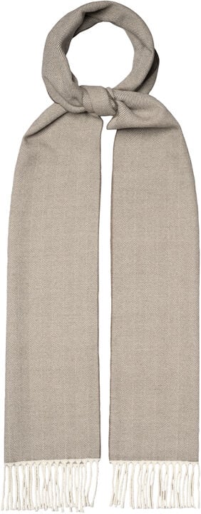 Beige Herringbone Merino Wool Scarf