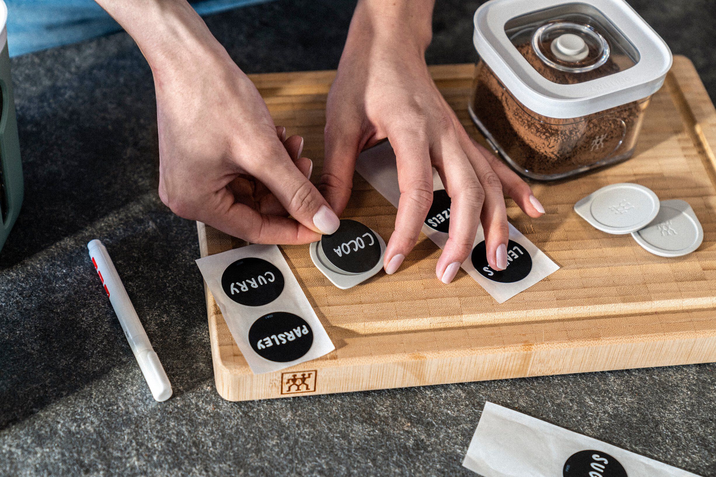 Fresh & Save CUBE Cube Set med platsh&aring;llare f&ouml;r etiketter, 3-st, Gr&aring;