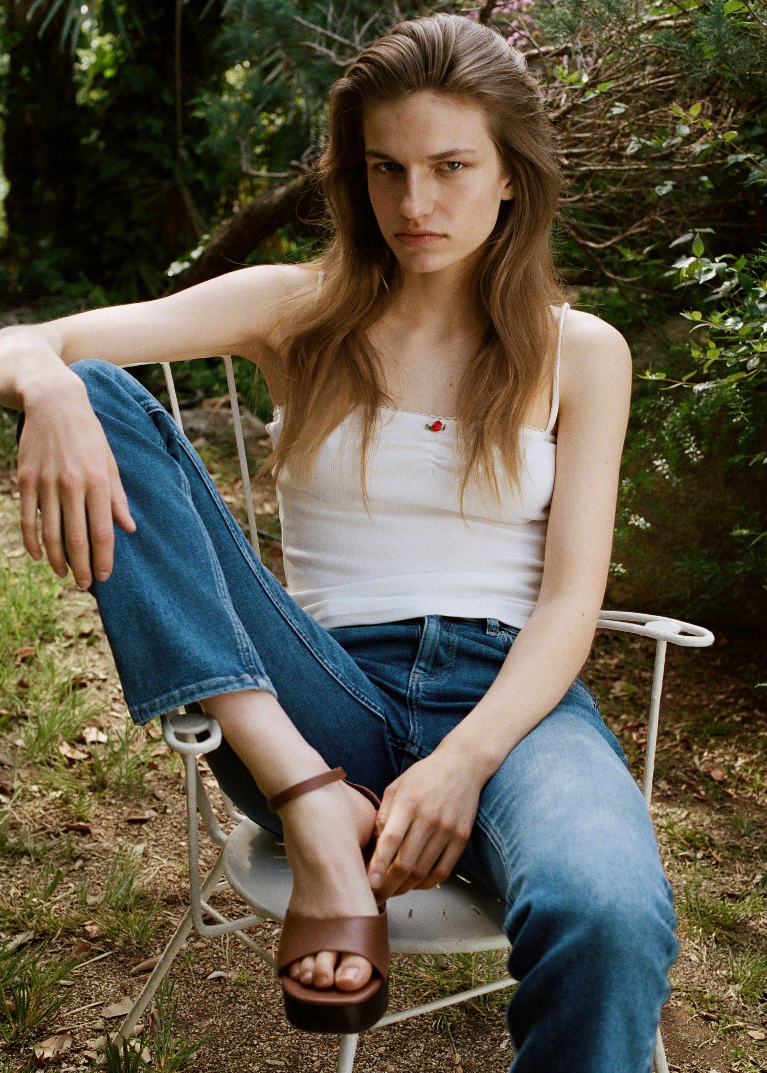 Pink embroidered cotton top