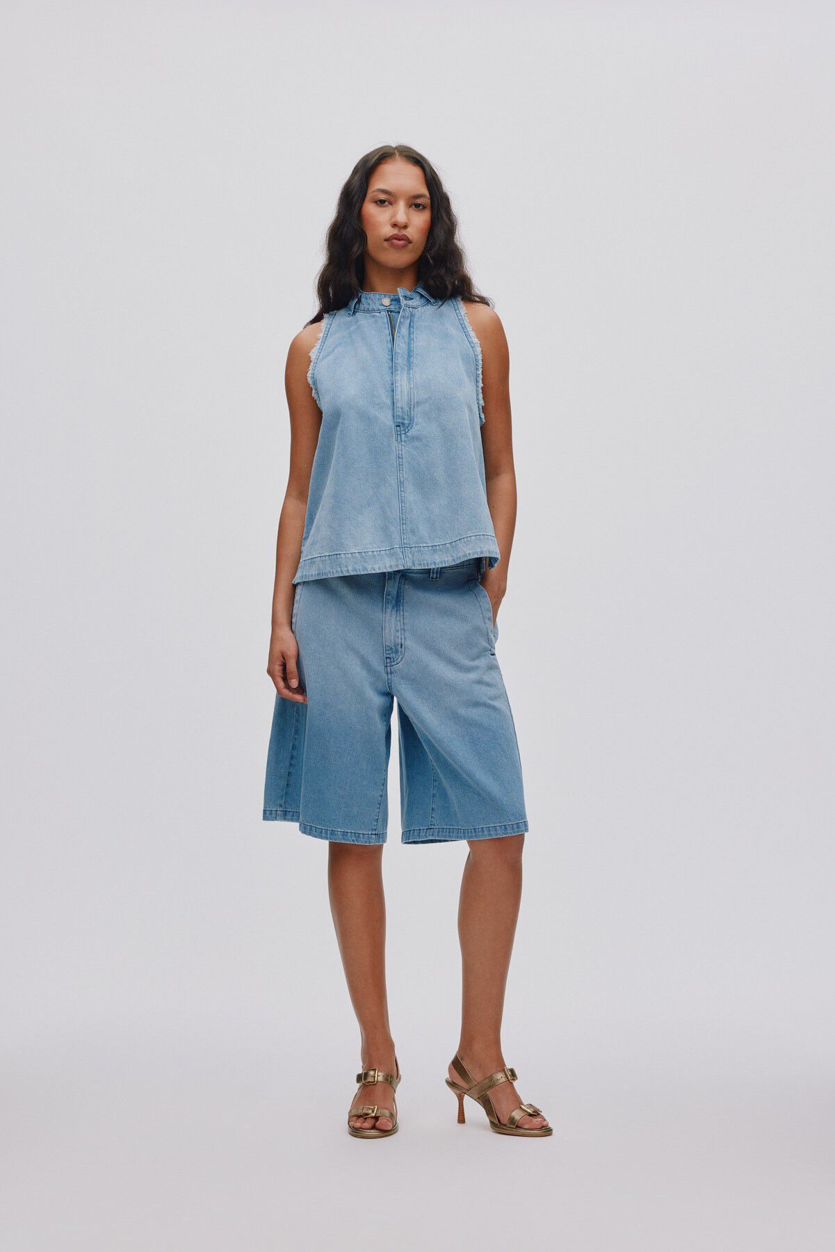 Light denim halter top - Faya