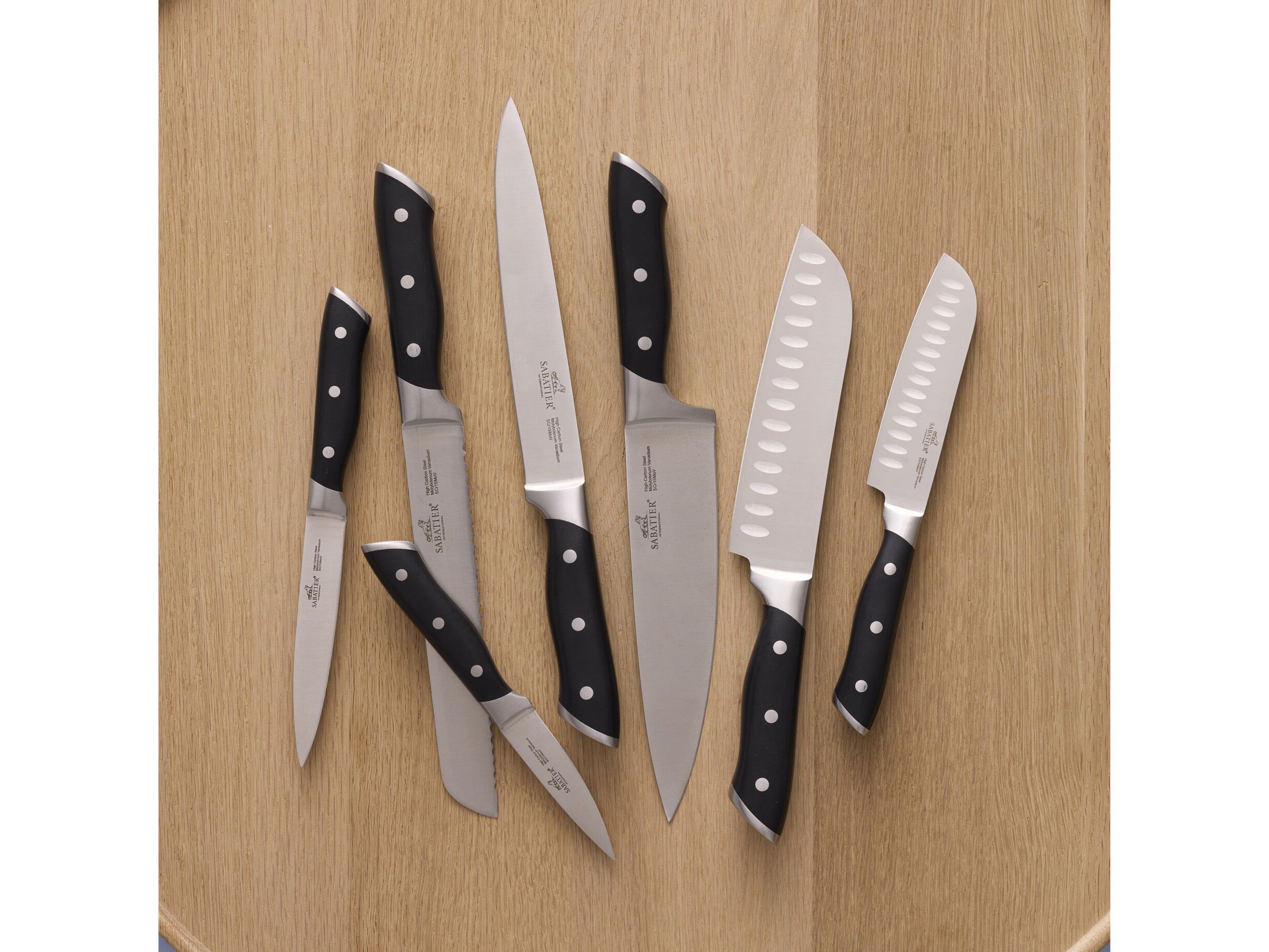 Knivset Hercules 7 delar St&aring;l/Svart ABS