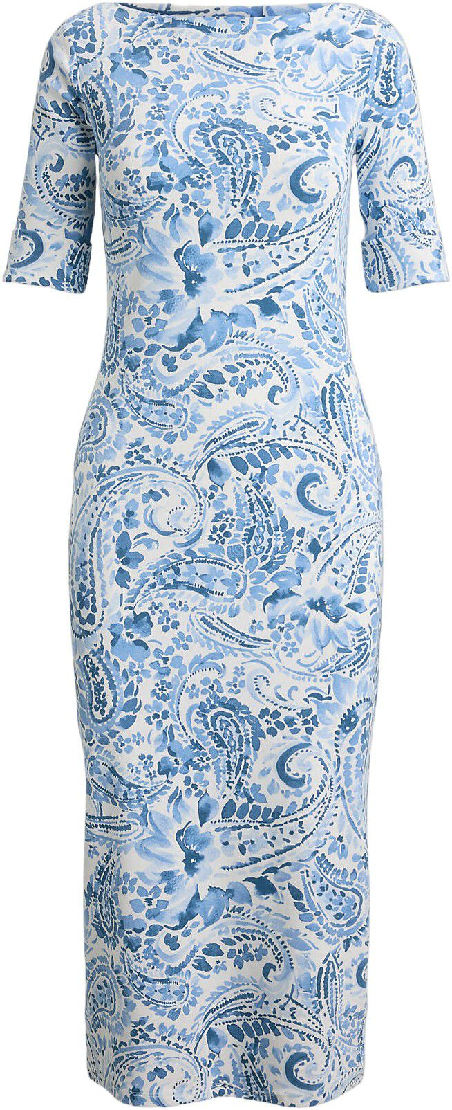 Paisley Cotton Boatneck Midi Dress