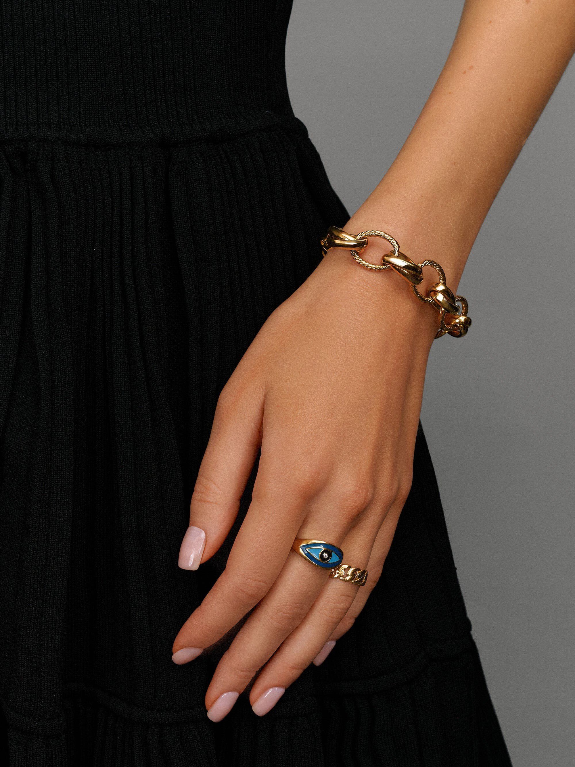 Women's Gold Mixed Link Bracelet