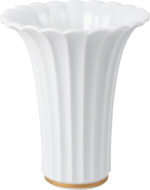 Hvid vase med guldkant, 23 cm