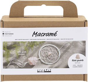 Mini DIY Kit Macramé, Drømmefanger med rosenkvarts krystal