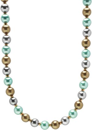 10mm Pastel Metallic Pearl Necklace with Gold