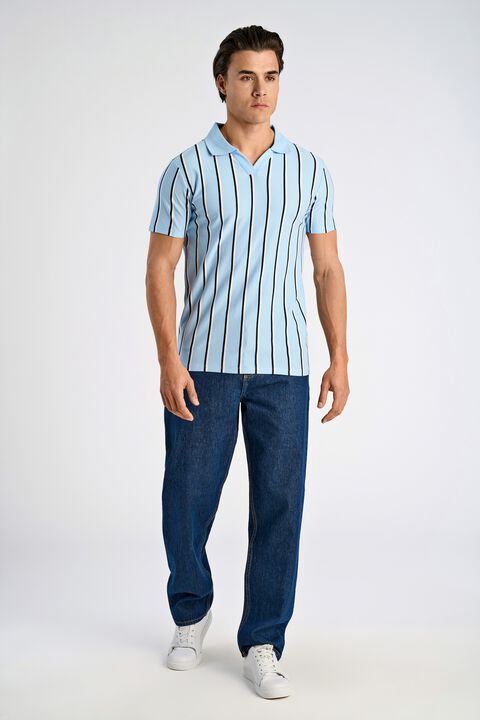 Striped piqué polo shirt S/S
