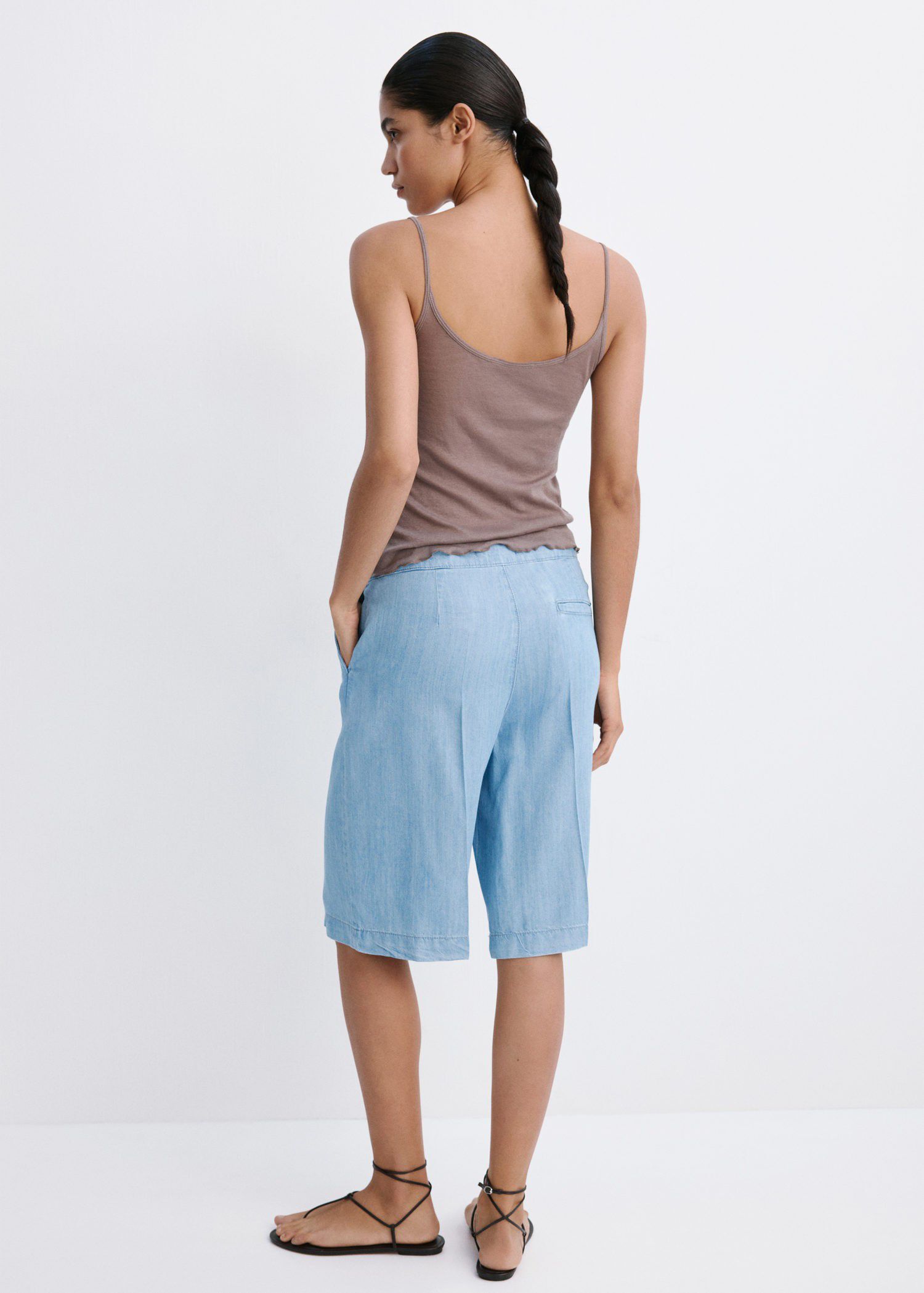 Straight low-rise denim Bermuda sho
