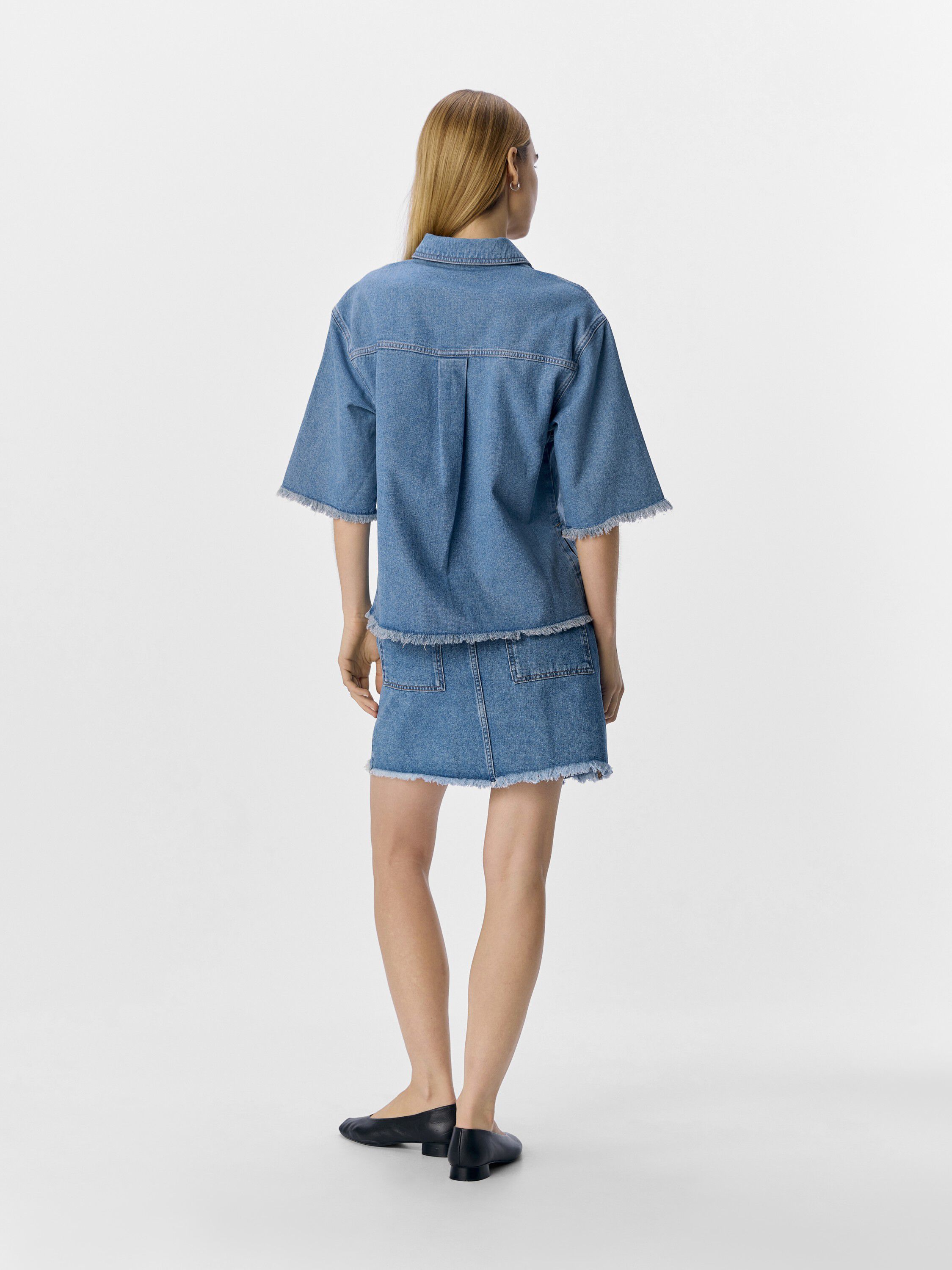 OBJMELIA LO 2/4 SLEEVE DENIM SHIRT