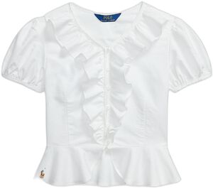 Ruffled Cotton Oxford Peplum Top