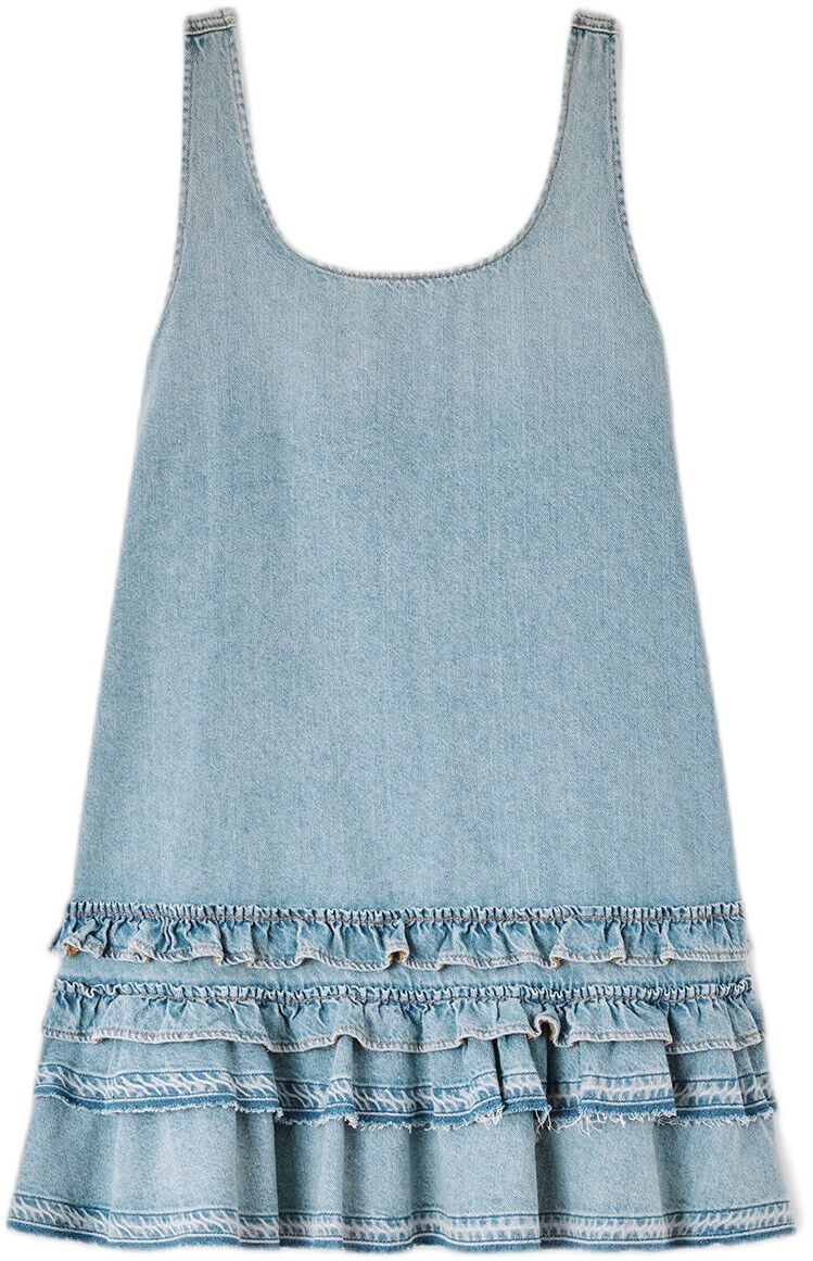 Lightweight Denim Frill Mini Dress