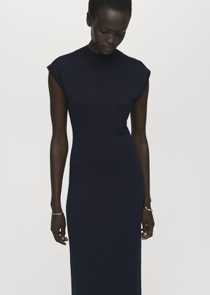Perkins-neck knitted dress