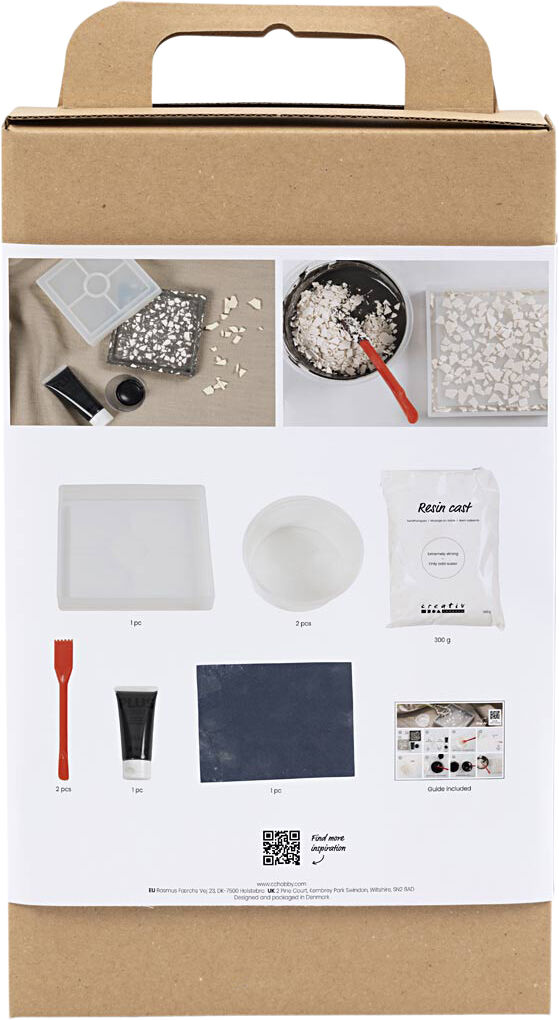 DIY Kit Resin St&oslash;bning, Firkantet bakke med terrazzo