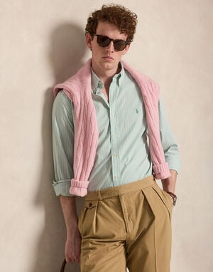 Custom Fit Striped Stretch Poplin Shirt