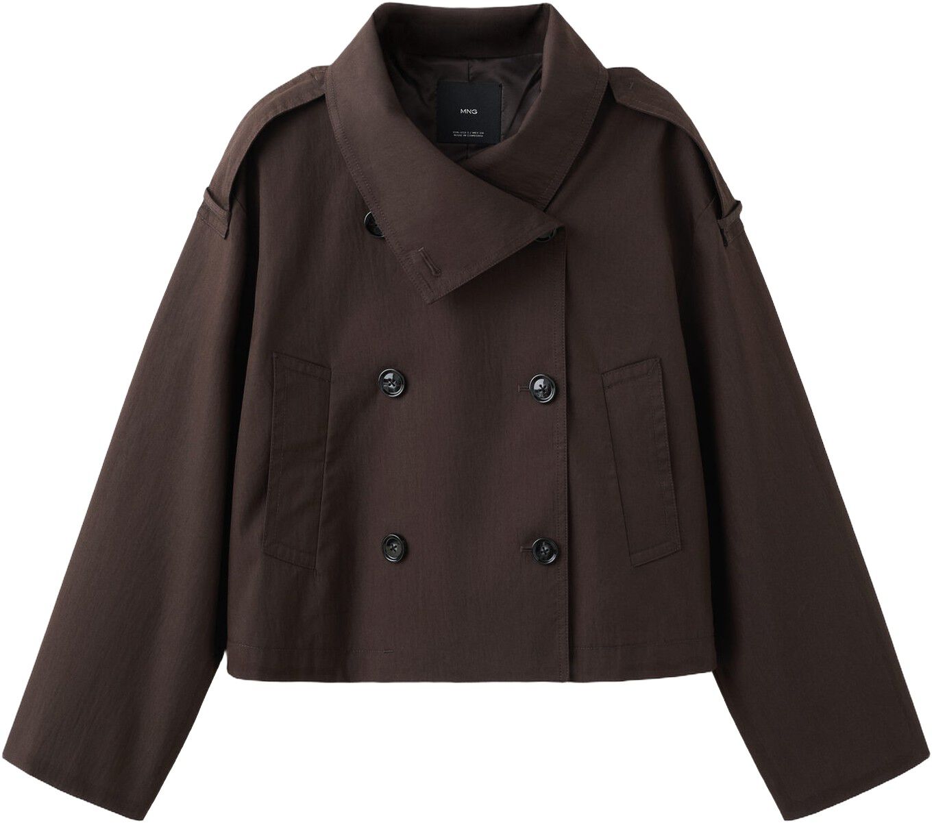 Double-breasted cropped trench coat