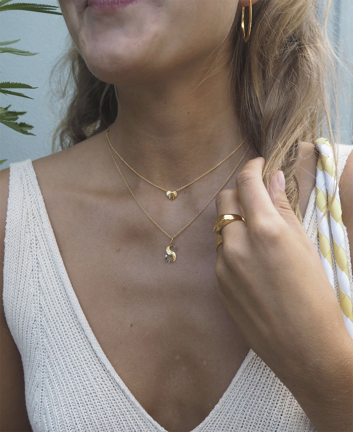 Reflection Heart necklace, gold-plated sterling silver