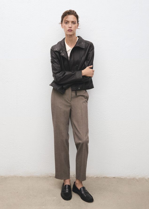 Slim cropped pinstripe trousers
