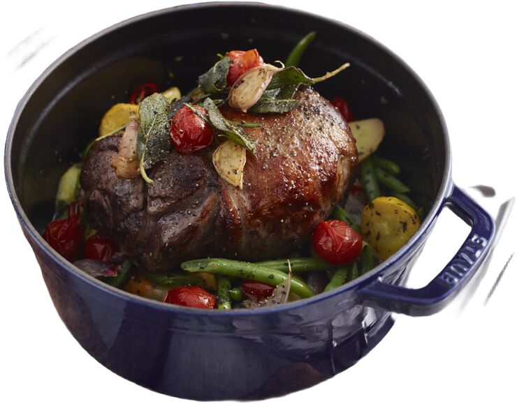 Gryta 24 Mörkblaa Rund Gjutjärn