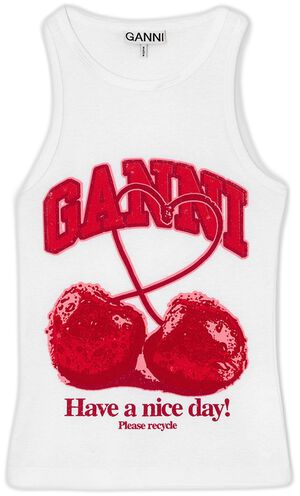 Compact rib jersey tank cherry