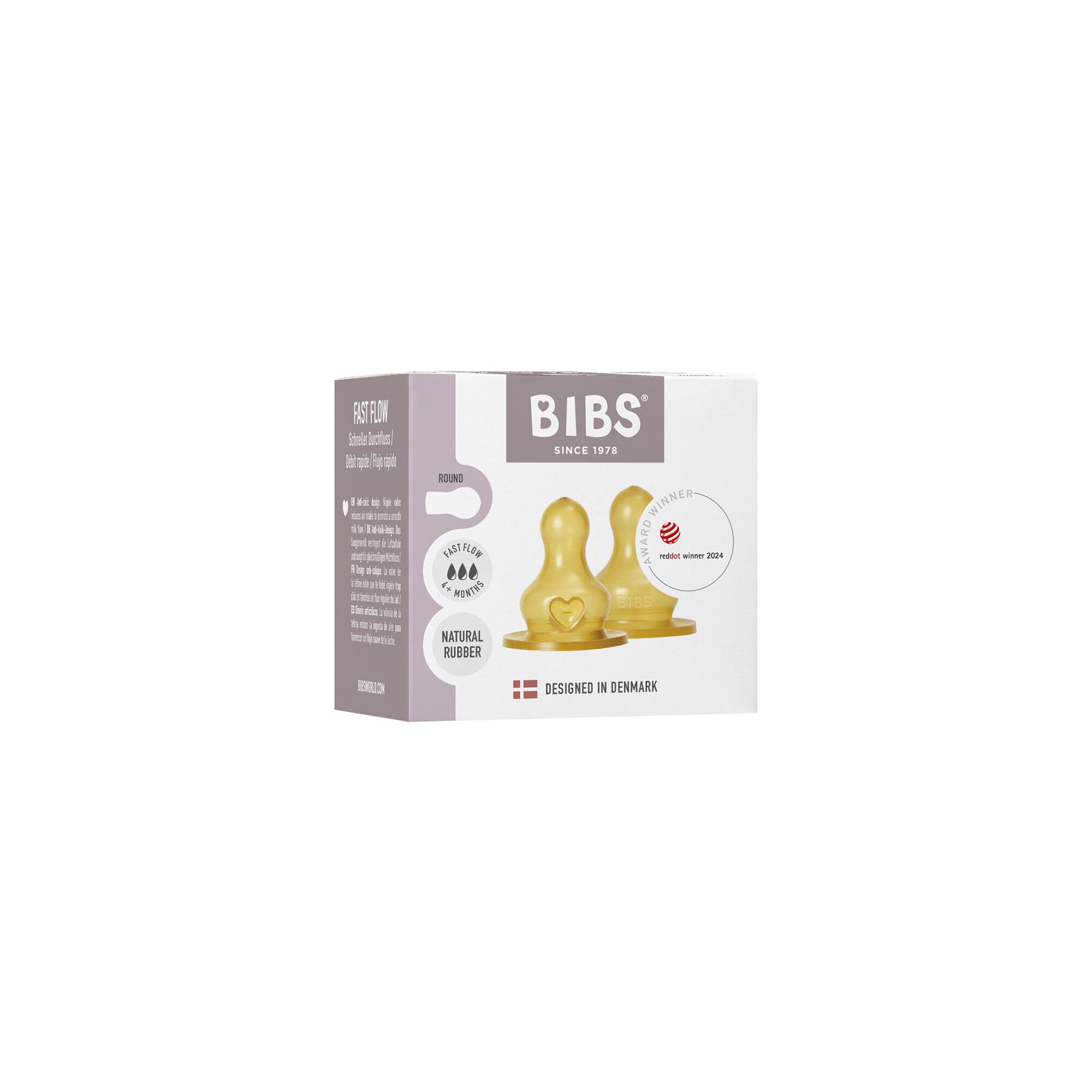 BIBS Baby Bottle Nipple Round Latex 2 pack Fast Flow