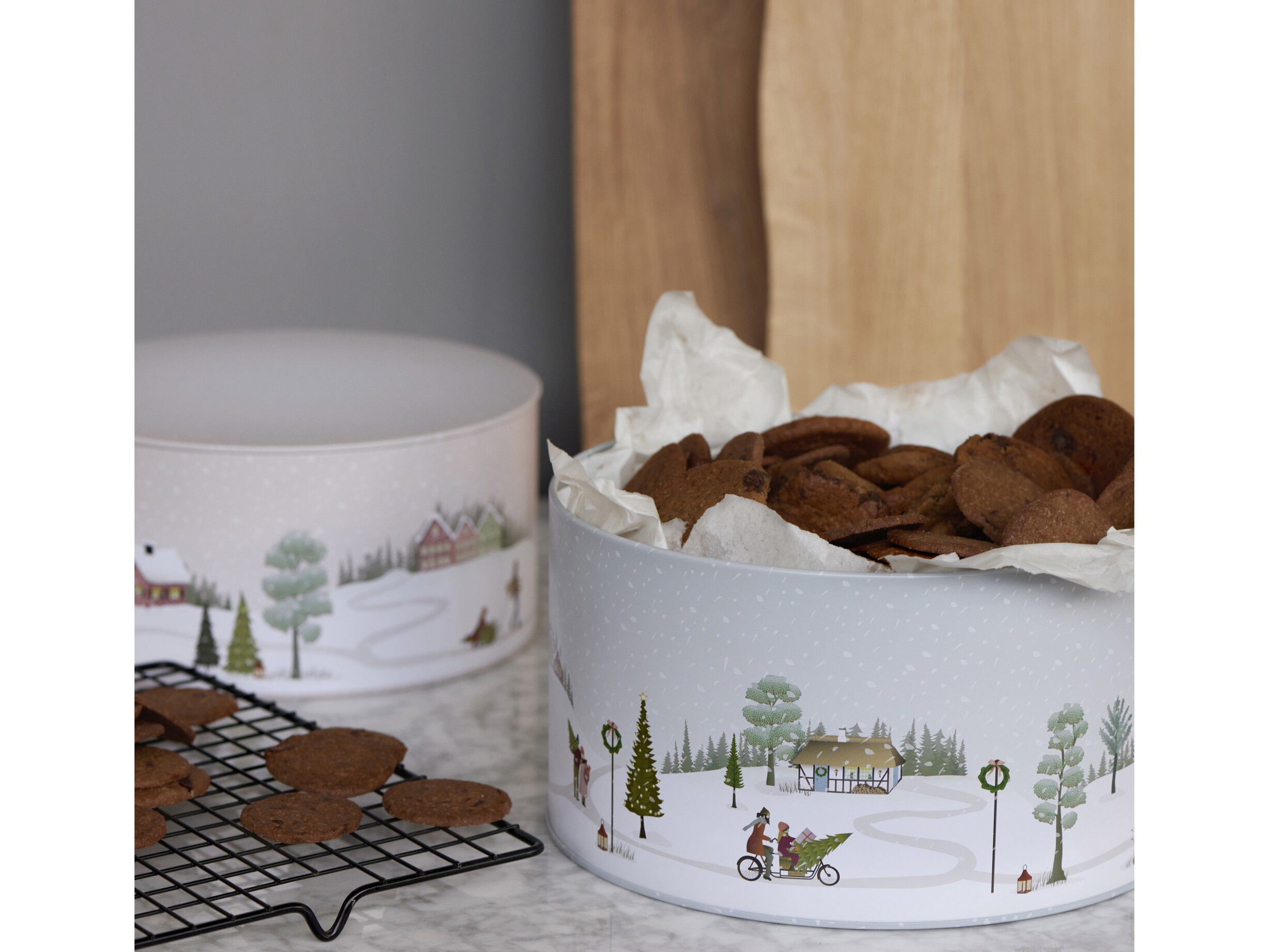 Kakburksset Vinter 22x12/20x10 cm Arctic Ice/Woodrose Metall