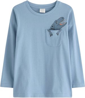 Long-sleeved top in soft cotton wit