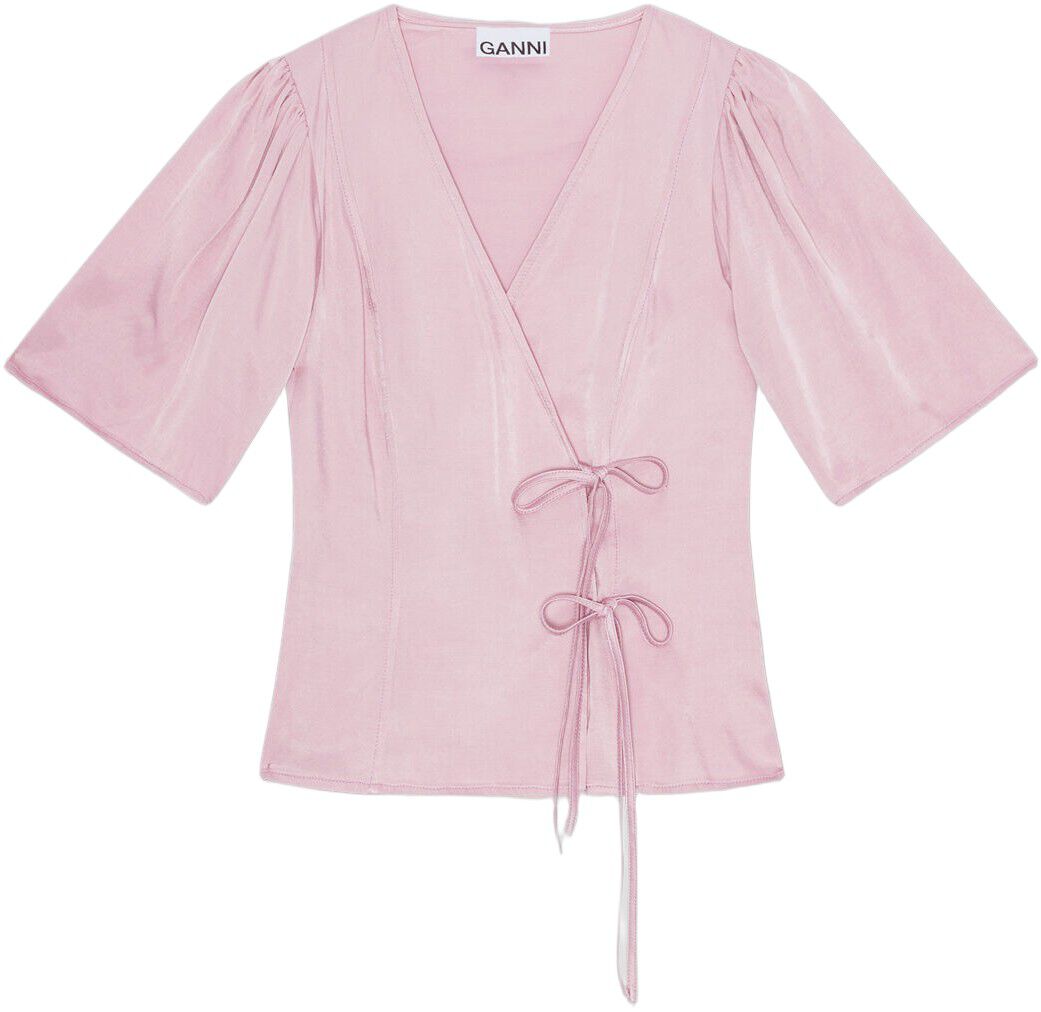 Washed Satin Wrap Blouse