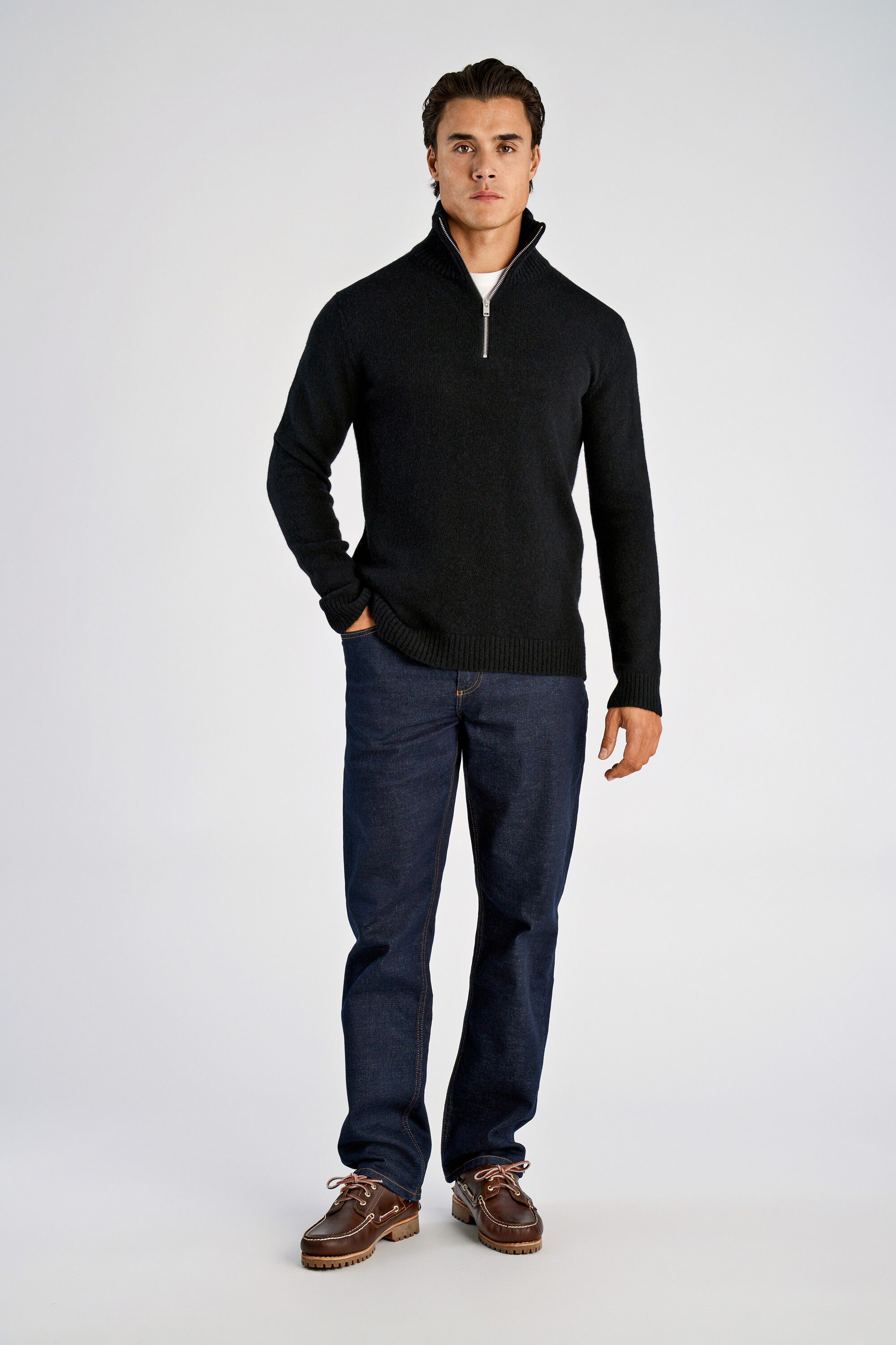 Lambswool half zip knit