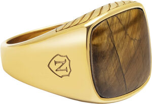 Gentlemen's Gold Signet Ring with Brown Tiger Eye