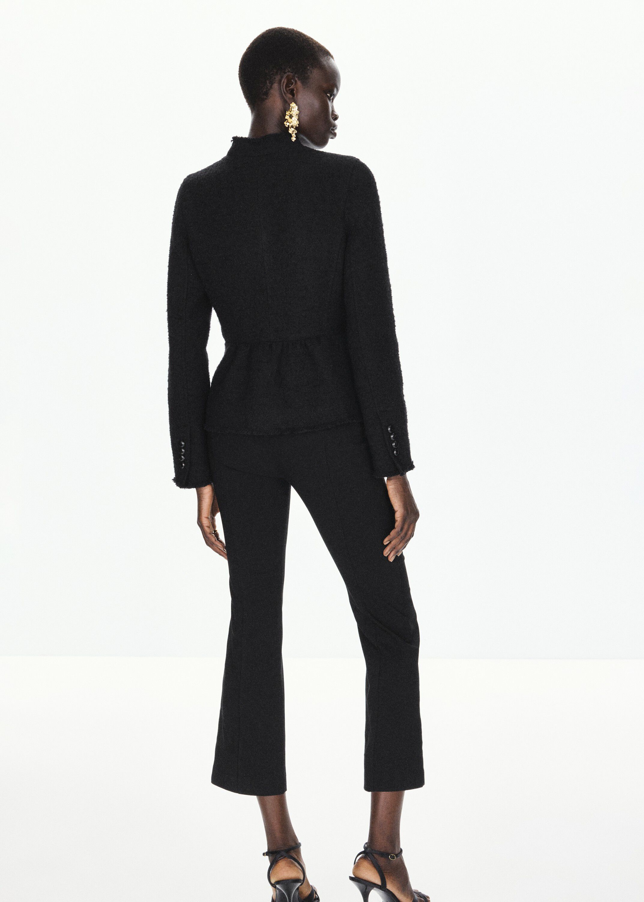 Jacket with jewel-button strip coll