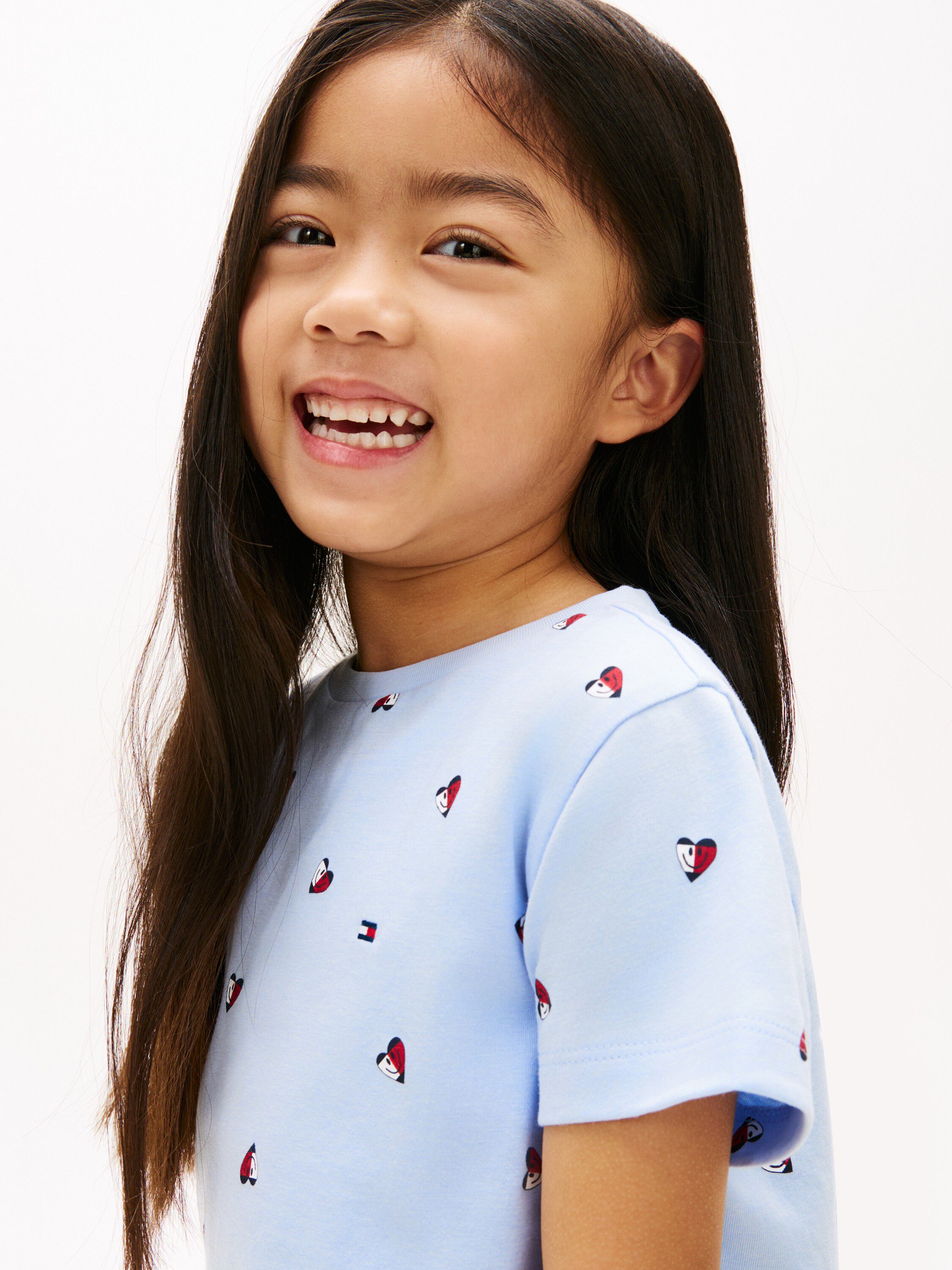 Smiley Heart Flag Print T-Shirt