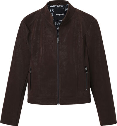 Suede-effect leather jacket