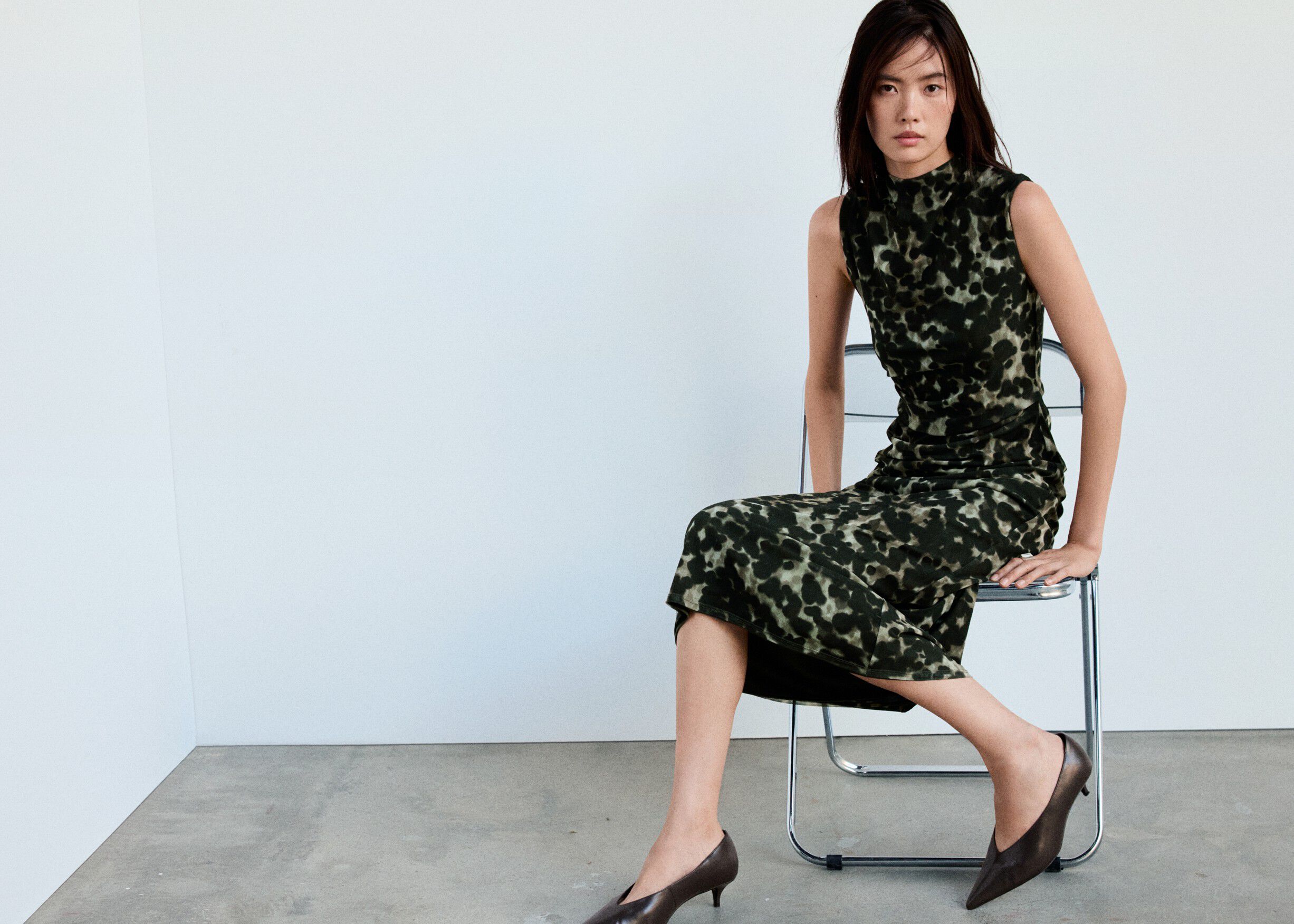 Printed mesh dress