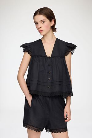 Light Linen Angel Sleeve Blouse