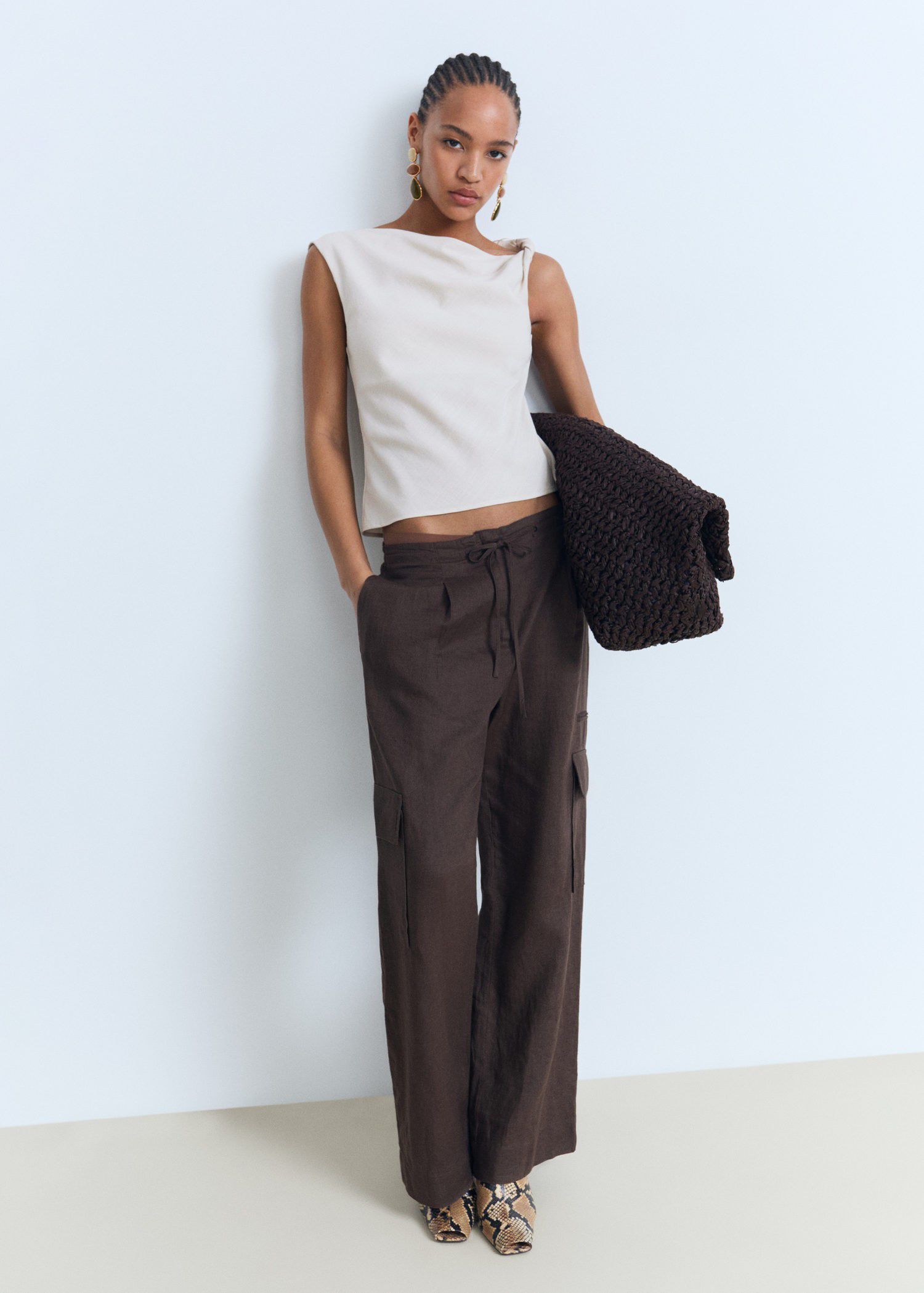 Asymmetrical draped top with straps