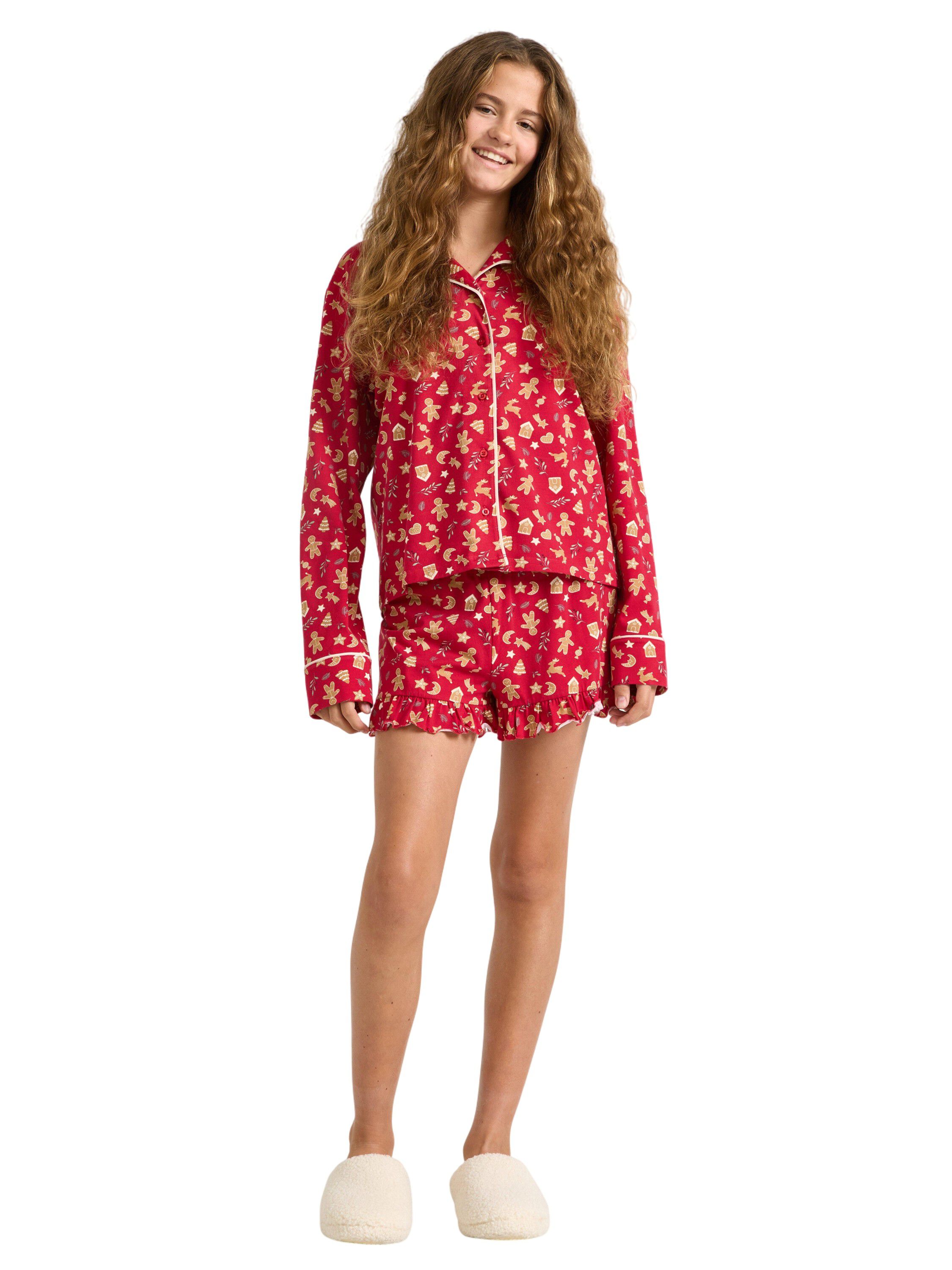 Bl&oslash;dt pyjamass&aelig;t i bomuld med en sk