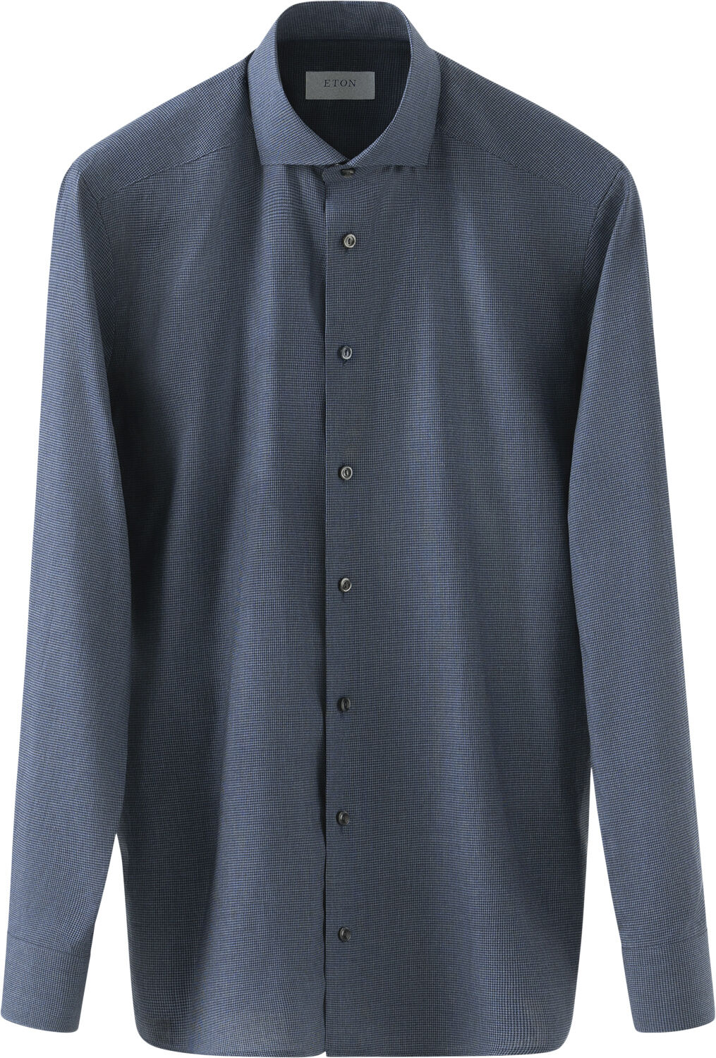 Contemporary Fit Dark Blue Houndstooth Wrinkle Free Flannel Shirt