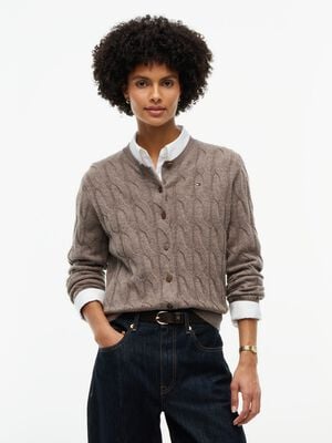 Pure Wool Cable Knit Slim Cardigan