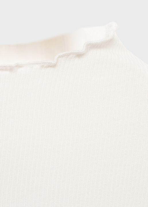 Ribbed t-shirt with scalloped trim