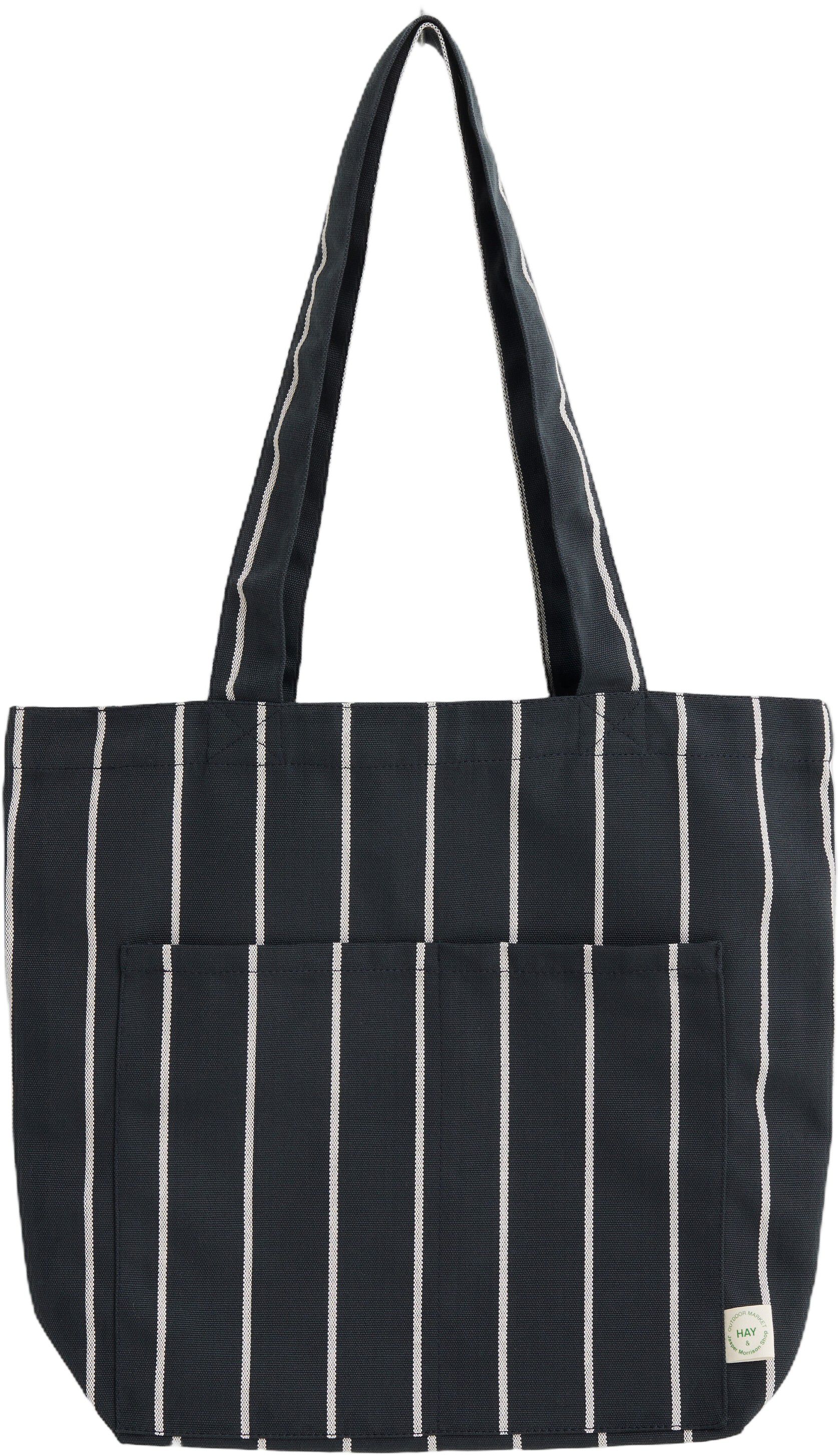 Outdoor Market Tote Bag - Medium - Beige with red stripe