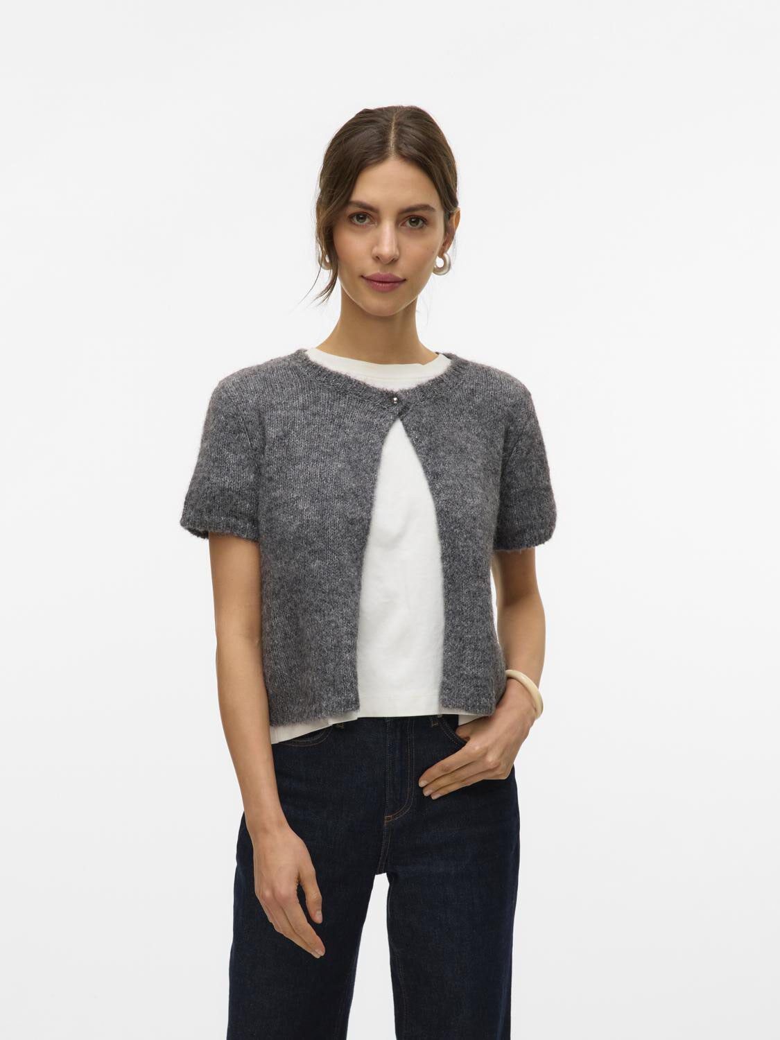 AWSILJA O-NECK SS SHORT KNIT CARDIG