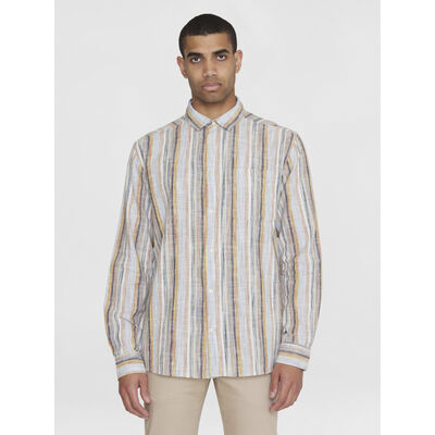 Loose multicolored striped linen shirt - GOTS/Vegan