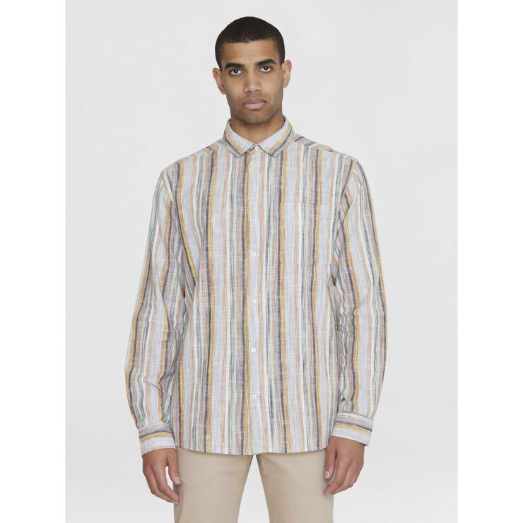 Loose multicolored striped linen shirt - GOTS/Vegan