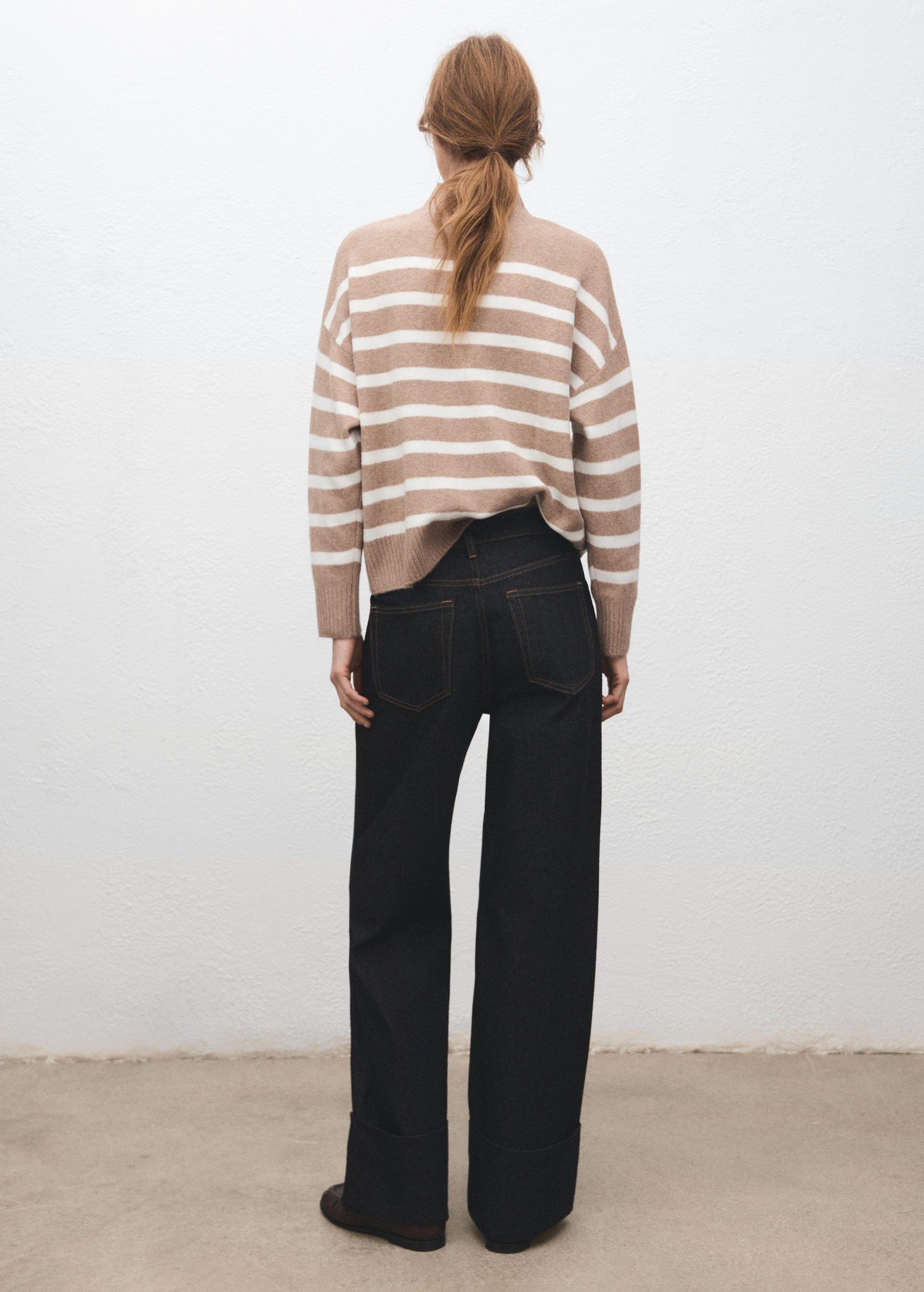 Oversized striped turtleneck sweate