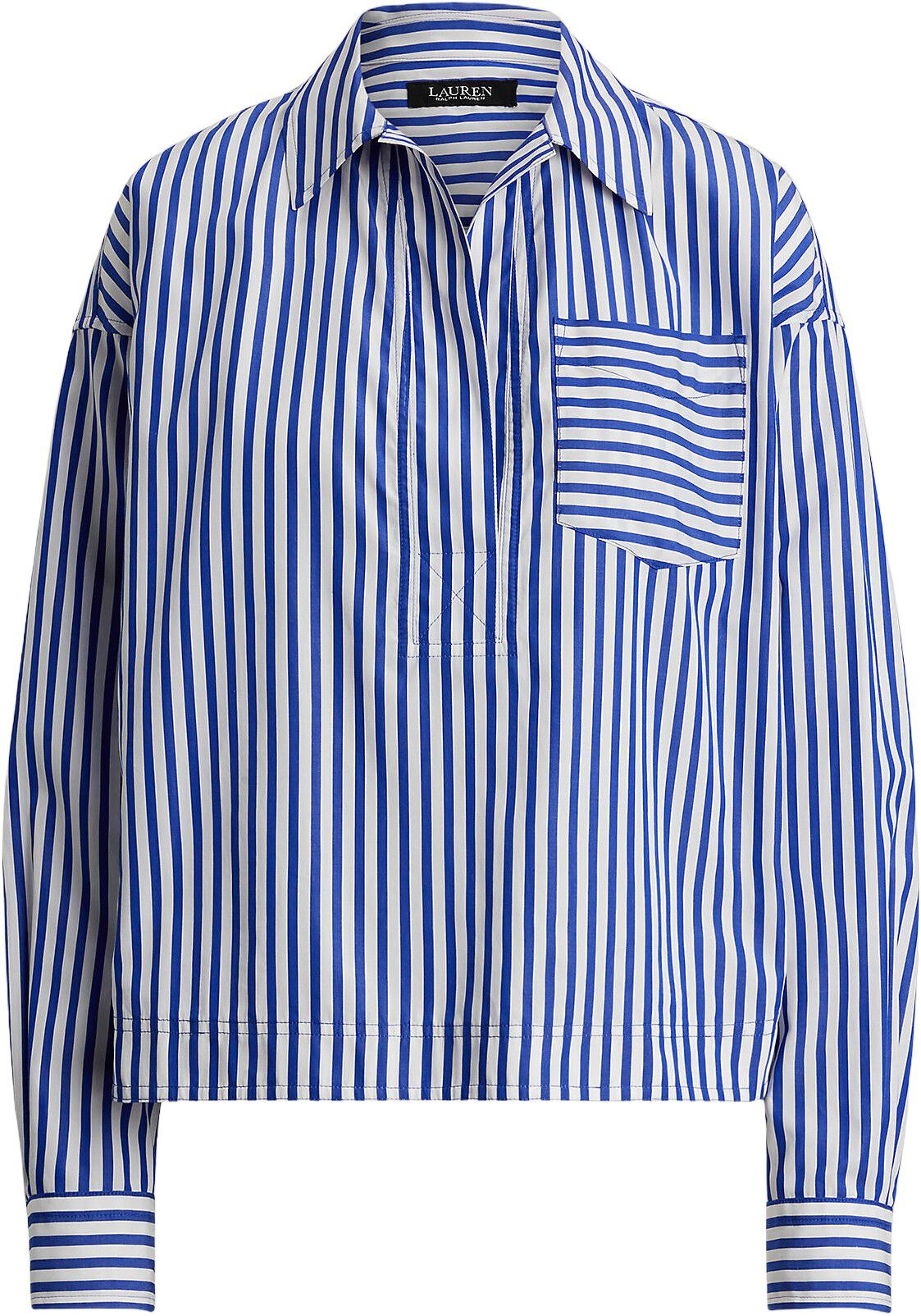 Striped Cotton Broadcloth Cropped Shirt