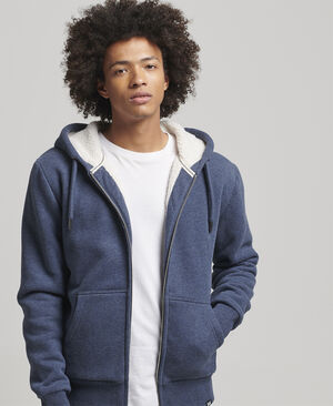 BORG LINED ZIP HOOD