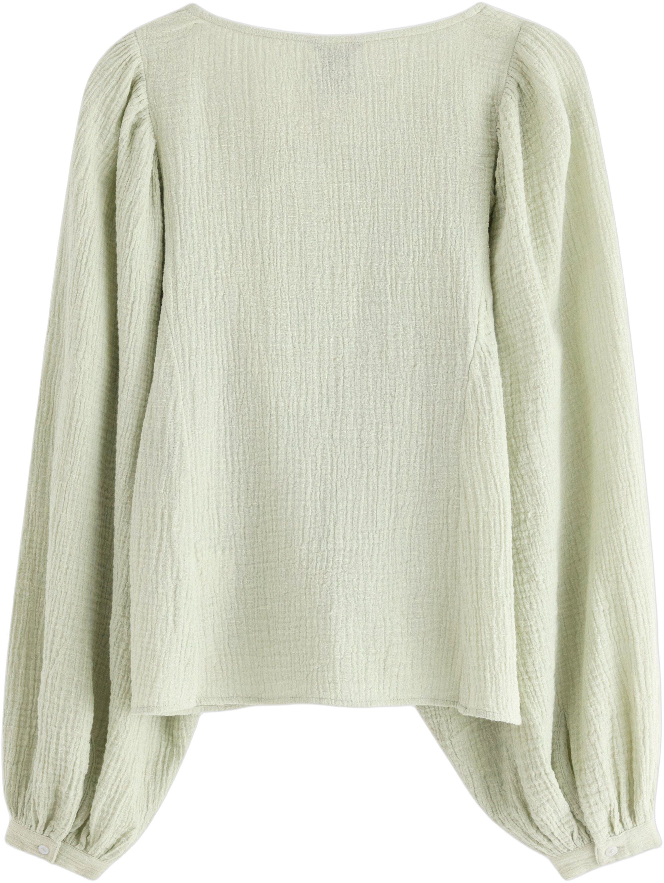 Soft blouse in cotton gauze with wi