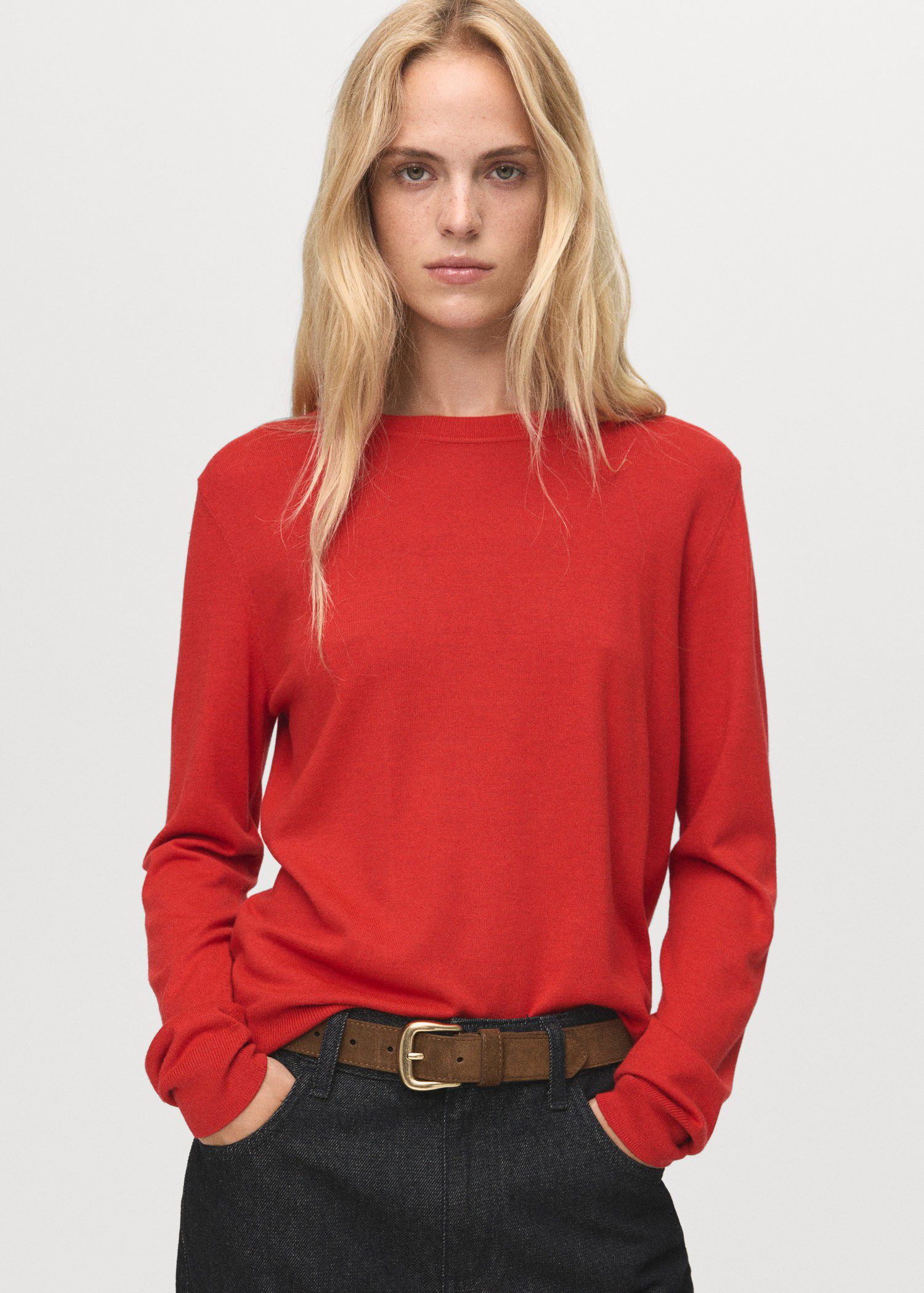 Fine-knit crew-neck sweater